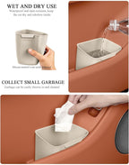 Car Interior Storage Box, Black Silicone Door Side Organizer with Umbrella Holder and Trash Can, Vehicle Accessory (Beige)