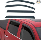 Set of 4 Front+Rear Smoke Sun/Rain Guard Outside Mount Tape-On Acrylic Window Visors Compatible with 14-18 Silverado Sierra 1500 15-18 2500/3500 HD Crew Cab with 4 Full Size Doors