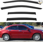 4pcs Front+Rear Smoke Tint Sun/Rain Guard Outside Mount Tape-On Vent Window Visors Compatible with 07-10 Sebring 11-14 200 Sedan