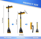 Car Snow Brush and Ice Scraper, 2 in 1 Detachable Aluminum Vehicle Snow Removal Tool with Ergonomic Foam Grip for Windshield, Automotive Ice Shovel Accessories, Universal Fit (Yellow/Black)
