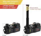 Electric Car Jack Kit 5 Ton 12V Floor Jack with Impact Wrench and Tire Inflator Pump Portable Hydraulic Car Jack for SUV Sedans Tire Change with LED Light, Lifting Height 6 to 17.7 Inch (Black)