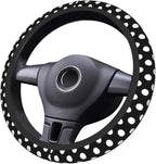 Black White Steering Wheel Cover Universal 14.5-15 Inch Non-Slip Polka Print Dot Car Accessories