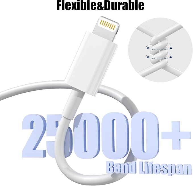 Car Carplay Cable, 6FT Car Charger Cord, USB A to Lightning Cable Compatible for iPhone 14 13 12 11 Pro Max XR XS X 8 7 6 Plus SE iPad Charging Cord (White)