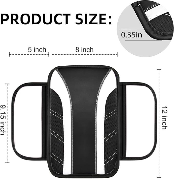 10 Pcs Car Floor Mats Full Set & Sport Leather Steering Wheel Cover 14.5-15 inch, Center Console Cover, Seat Belt Cushion, Cup Holder Coaster, Universal Automobile Interior Sets (White)