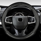 Steering Wheel Cover, Universal 15 Inch Fashion Sport Microfiber Leather Carbon Fiber Auto Car Steering Wheel Cover for Men, Anti-Slip Car Interior Accessories, Black