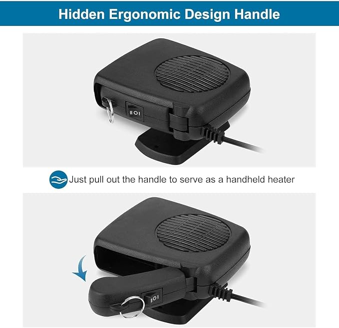 Car Heater, 12V 150W Portable Car Heater Plug into Cigarette Lighter, 2 in 1 Fast Heating Defrost Defogger, 360 °Rotatable Handheld Windscreen Defogger Window Defroster for Car