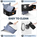 Dog car Seats for Small/Medium Dogs up to 33lbs- Washable, Waterproof, Dog Booster & car Seats with 2 Easy-Install Safety Belts, Non-Slip Base & Storage Pocket(Grey Black).