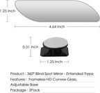2 pcs Blind Spot Mirrors, HD Glass Convex 360° Wide Angle Side Rear View Mirror with ABS Housing for Cars SUV and Trucks