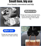 2PCS Car Seat Headrest Hook, Cute Bow Backseat Hanger Holder for Purse Bag Handbag Coat, Auto Interior Seat Back Grocery Storage Organizer Hook, Universal for Vehicles (Black)