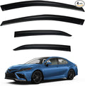4pcs Front+Rear Smoke Tint Sun/Rain Guard Compatible with 2018-2024 Toyota Camry Outside Mount Tape-On Vent Window Visors 2019 2020 2021 2022 2023