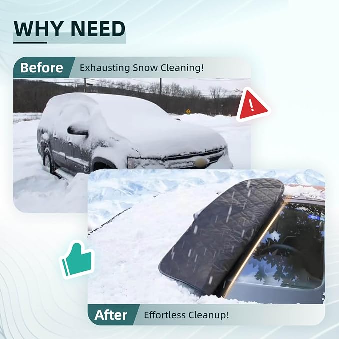 Car Windshield Cover Compatible with Chevrolet Chevy Equinox 2025 2024 2023 2022-2016 New Upgraded Custom Fit Magnetic Windproof Sunshade Cover 4-Layer Protection Ice, UV,Frost Wiper & Mirror Covers
