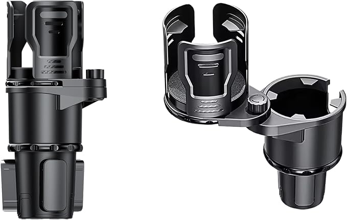 Car Cup Holder Expander 2 in 1，Expandable Cup Holder with 360°Adjustable Base，Compatible with Hydro Flask, Yeti, Nalgene, Other Large Bottles Drinks Mugs, Expandable to 2.87"-6" (Black)