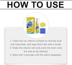 Car Interior Cleaner Foam Kit with Sponge & Towel, Multi Purpose Foam Cleaner for Leather, Fabric, Plastic & Upholstery, Deep Cleaning Car Dashboard Seats Carpet Headliner, Lemon Fresh Scent