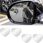 4PCS Car Blind Spot Mirror, Heart-Shaped Wide Angle HD Glass Convex Frameless Side Blindspot Mirror with Adjustable Stick, Auto Exterior Rear View for Wide Angle, Universal Fit