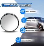 4PCS Car Blind Spot Mirror, 360° Wide Angle Convex Mirrors with Adjustable Frame, 2" Round Rear View Mirror, Adhesive HD Glass Side Mirror for Most Cars Trucks SUVs (Silver)