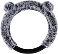 Faux Fur/Wool/Sheepskin Steering Wheel Cover for Women - Cute, Bear Fur, Soft, Fluffy, and Warm, Great for Winter Gray with Ears, 14.5-15