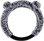 Faux Fur/Wool/Sheepskin Steering Wheel Cover for Women - Cute, Bear Fur, Soft, Fluffy, and Warm, Great for Winter Gray with Ears, 14.5-15
