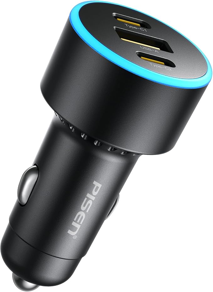 60W USB C Car Charger - Car Phone Charger Adapter PD30W & QC3.0 Fast Charging, Car USB Charger Multi Port, Cigarette Lighter USB Charger, Car Charger with LED for iPhone 17/16/15/14/13/12 Series