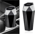 Car Trash Can with Lid, Diamond Design Leakproof Vehicle Cup Holder Garbage Can, Waterproof Trash Bin Mini Portable Garbage Organizer for Cars Homes Offices Bedrooms (Silver)