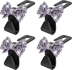 Zpana Bling Car Headreat Hook, 2PCS Crystal Rhinestone Cute Bow Vehicle Seat Back Hanger Storage for Purses Bags Grocery, Diamond Auto Rear Seat Organizer, Universal for SUV Truck Sedan (Purple)