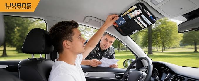 Car Sun Visor Organizer, Vehicle Visor Storage Pouch, Auto CD and Glasses Holder, Interior Car Accessories for Credit Card and Registration Document, Fits Most Cars, SUVs, Jeeps, Trucks