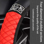 Microfiber Leather Steering Wheel Cover with Anti-Slip Lining Universal Car Accessory for Steering Wheel with a Diameter of 14.5-15 inch (Red)