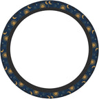 Elastic Stars Sun Moon Navy Boho Car Steering Wheel Cover Protector Upgrade Thicken,Durable Soft Car Accessories for Diverse Cars Truck SUV for Men Women Universal 15 Inch