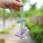 Lily Flower Handmade Knitted Car Mirror Hanging Accessories, Rear Riew Mirror Accessories Car Decorations for Women Men