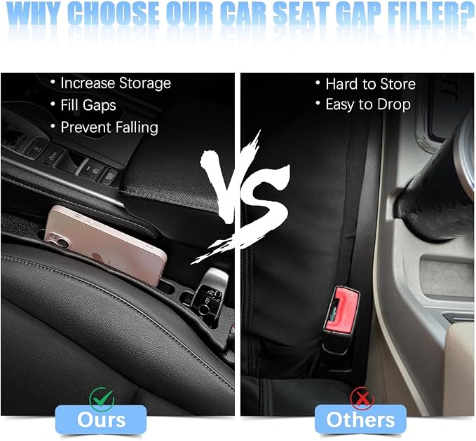 Pincuttee 2PC Car Seat Gap Fillers, Universal Fit for SUV, Truck - Fill Gap Between Seat and Console