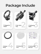 for MagSafe Car Phone Mount -Strong Magnets Magnetic Phone Holders for Your Car 2-in-1 Vent Dashboard Magnet Cell Phones Holder Mounts Car Accessories Gitfs for Men Women fit iPhone, CarbonFiber