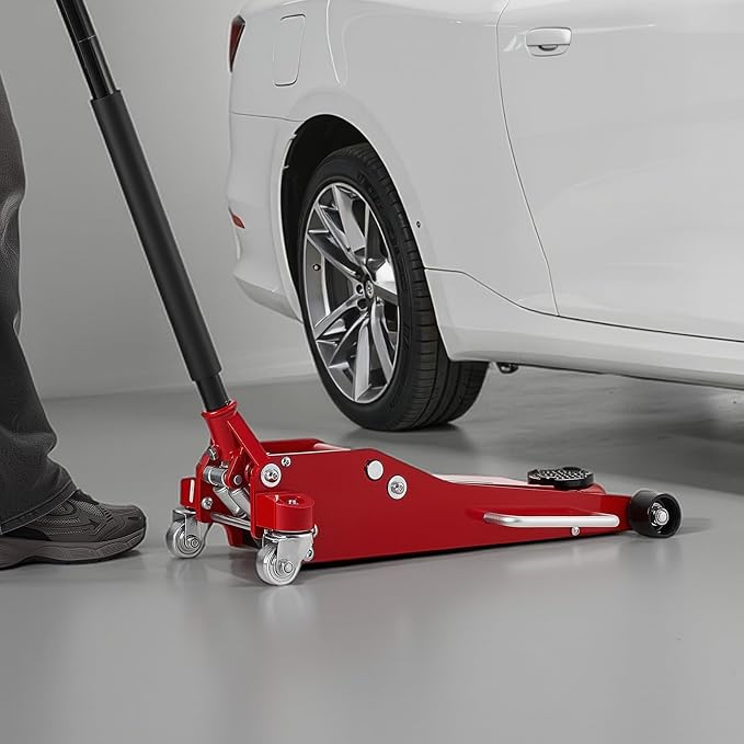 Low Profile Floor Jack 3 Ton Aluminum and Steel Racing Floor Jack with Dual Pistons Quick Lift Pump, Hydraulic Trolley Car Lift for Sports Car, SUV, Pickup, Lifting Range 3.3"-20.3"