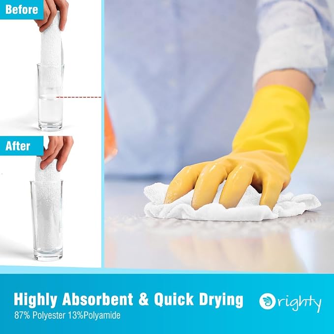 Orighty Microfiber Cleaning Cloth, 200 Pack Microfiber Towels for Cars, Multi-Purpose Shop Towels Cleaning Rags Bulk for Car, Home, Kitchen, 11.5’’ x 11.5’’, White