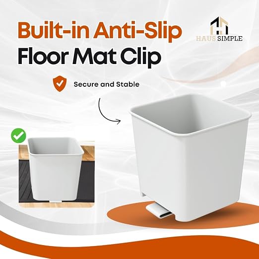 Car Trash Can Waterproof Vehicle Garbage Bin, Leakproof Anti Slip Floor Mat Clip Trash Bag Holder for Car, Truck, SUV, Van Portable Auto Trash Container with Stability Clips (White, Small)