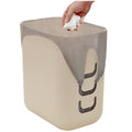 Luup Bathroom Wastebasket, Secure Grocery Bags, Plastic Garbage Container for Vanity, Laundry Room, Kitchen, Office, 2.5 Gallon, Beige, Made in USA