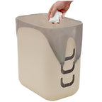 Luup Bathroom Wastebasket, Secure Grocery Bags, Plastic Garbage Container for Vanity, Laundry Room, Kitchen, Office, 2.5 Gallon, Beige, Made in USA
