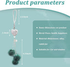 Bling Diamond Heart Car Interior Accessories, Car Mirror Hanging Ornament for Women, Love Heart & Pink Plush Ball Decor Ornament Pendant (Dark Green)