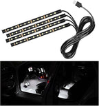 Car LED Strip Light, 48 LEDs RGB Neon Interior Atmosphere Lights, 12V Under Dash Ambient Night Light, USB Port Auto Interior Decorative Lamp, Universal Car Accessories (White)
