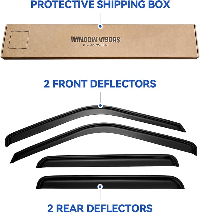 Window Visors Rain Guards for 1995-2000 Chevy Tahoe/GMC Yukon, Out-Channel Window Vent Wind Deflectors Visors Shades for 92-00 C/K1500/2500/3500 Suburban, 99-00 Cadillac Escalade/Yukon Denali Crew Cab