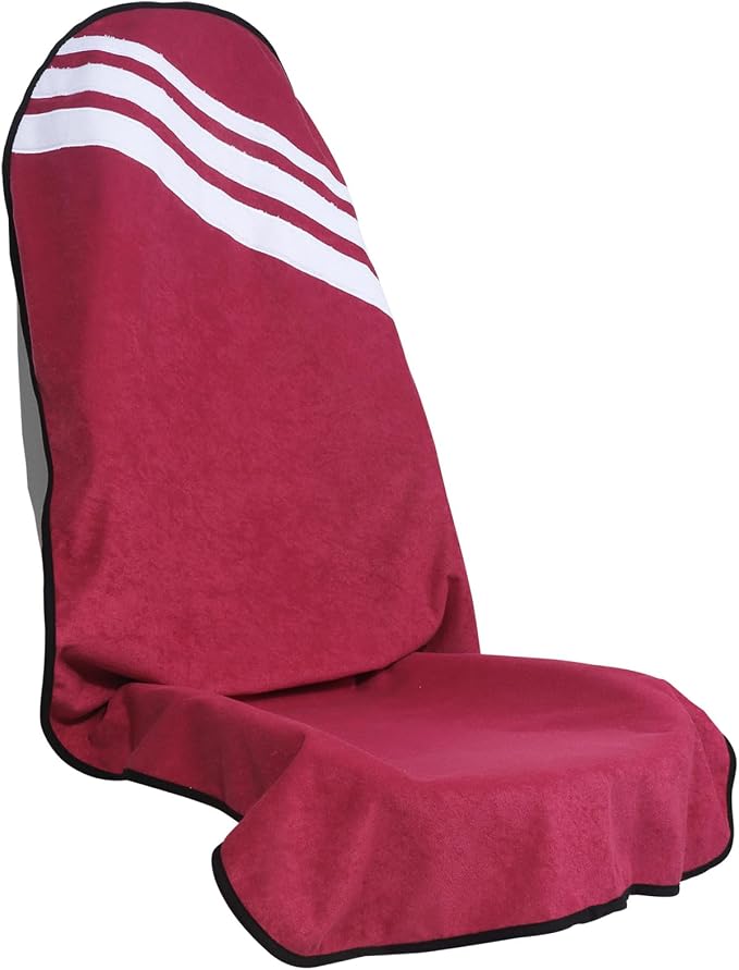 Waterproof Car Towel Seat Covers Front Seats for After Gym Workout,Auto Universal Interior Sweat Towels Cloth Bucket Carseat Cover Protector for Trucks SUV RV Boat Van (Wine Red with White)
