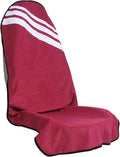 Waterproof Car Towel Seat Covers Front Seats for After Gym Workout,Auto Universal Interior Sweat Towels Cloth Bucket Carseat Cover Protector for Trucks SUV RV Boat Van (Wine Red with White)