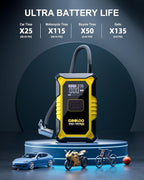 A3 Jump Starter with Air Compressor, 3000A Portable Car Battery Jumper Starter (9.0L Gas/6.5L Diesel) with 150PSI Auto-Shutoff Tire Inflator, 12V Supersafe Lithium Jump Box Car Booster, Yellow