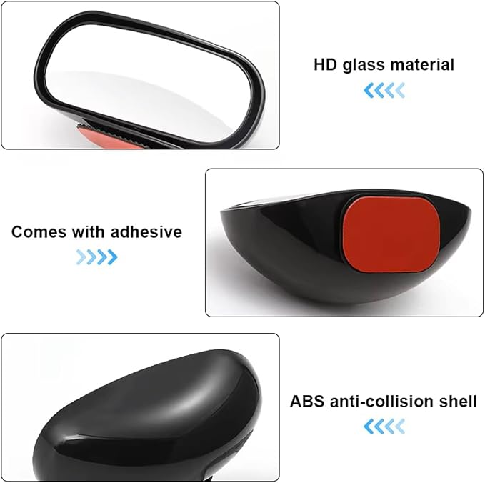 360 ° HD Blind Spot Car Mirror 2Pcs Blind Spot Car Rearview Stick on Mirror | Rectangular Adjustable Blindspot Convex Wide Angle Side Rearview Mirror for Car,Truck,SUV