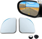 2 PCS Car Blind Spot Mirrors, HD Frameless Glass Blind Spot Side Mirrors, Fan Shaped Rotatable Wide Angle Rearview Looking Glass, Universal Vehicle Reflective Assist Accessories (Sliver)