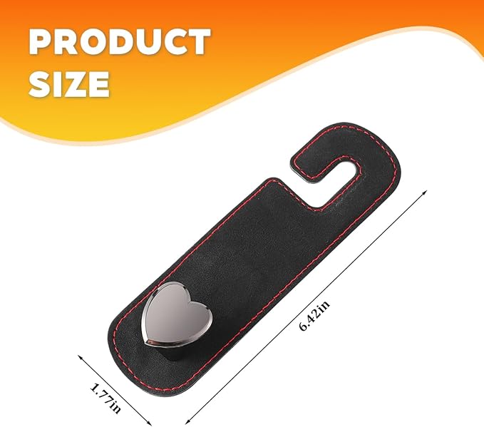 2PCS Car Seat Headrest Hook, Cute Heart Vehicle Backseat Purse Bag Hanger Organizer, Auto Seat Back Storage Holder for Groceries Coats Umbrellas, Universal for Vehicles (Black)