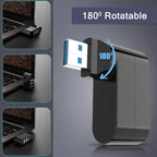 4-Port USB 3.0 Hub [90°/180° Degree Rotatable], USB Splitter with PD-in 5W USB C Port, USB Extender for Laptop, Car, iMac, MacBook Air, MacBook Pro, and More