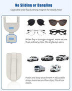 Car Visor Sunglasses Holder, 3 in 1 Glasses Clip with Photo Picture Display & Extra Storage Pocket, Anti-Slip Universal Sun Visor Organizer, 2026 Upgraded (2, Off-White)