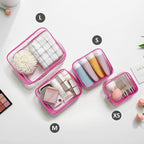 4 Pack Clear Makeup Bags, TSA Approved Toiletry Bag Car Organizer Travel Cosmetic Case Portable Travel Essentials Bags for Toiletries Clear Summer Beach Bag Carry on Airport Airline Compliant Bag