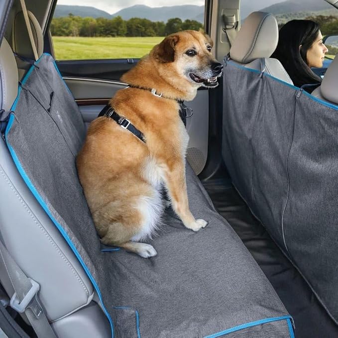 Coast to Coast Hammock - Waterproof Backseat Dog Hammock for Full Coverage - Car Seat Protector with Rufftex Floor Guard - Durable Travel Gear - Stain Resistant - Heather Charcoal Grey