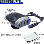 Portable Car Heater, 12V 150W Windshield Defogger and Defroster that Plug into Cigarette Lighter for Winter, 2 in 1 Fast Heating & Cooling Fan with 360° Rotatable Base for Car Sedan (Grey/Black)