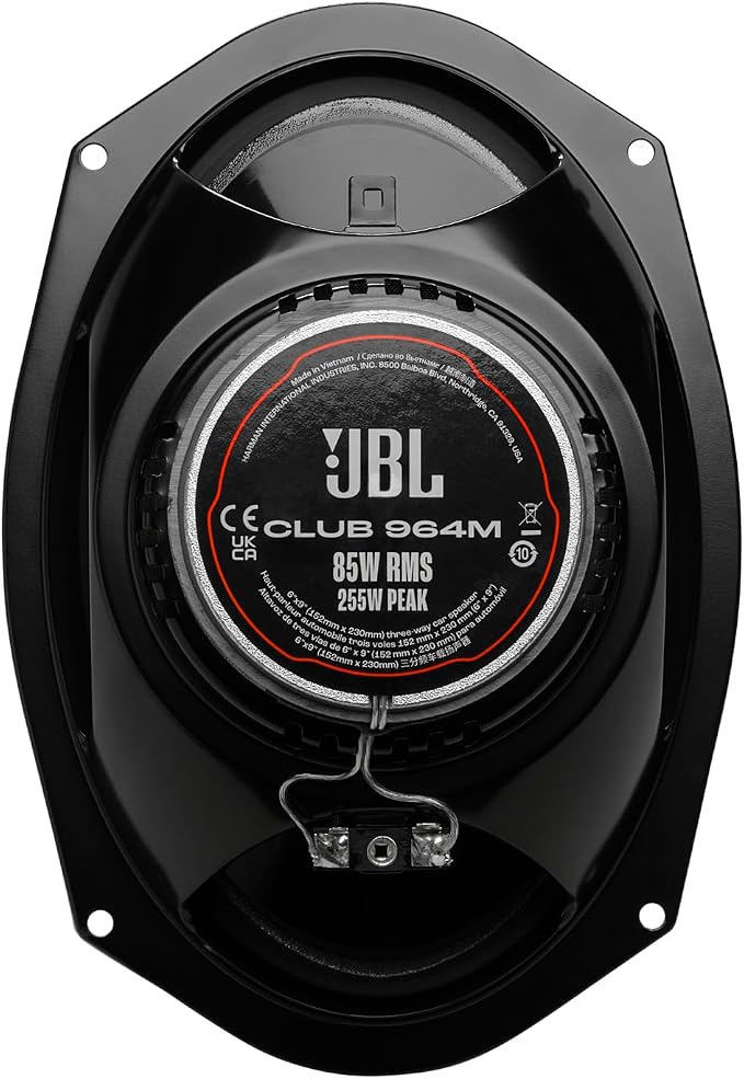 Club 964M - 6"x9" (152mm x 230mm) Three-Way Car Speaker, 85W RMS, 255W Peak, Sensitivity (@ 2.83V): 93dB, Frequency Response: 50Hz – 20kHz, Nominal Impedance: 3.0 ohms